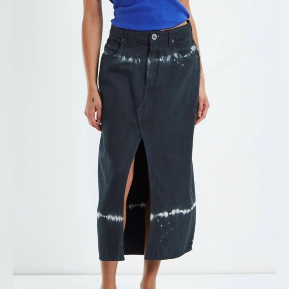 One Teaspoon free people Rocko tea Maxi Length Denim Skirt, Sz 27 splatter 4
